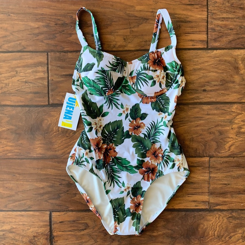 Ujena Tropical Print One Piece Push Up Swimsuit